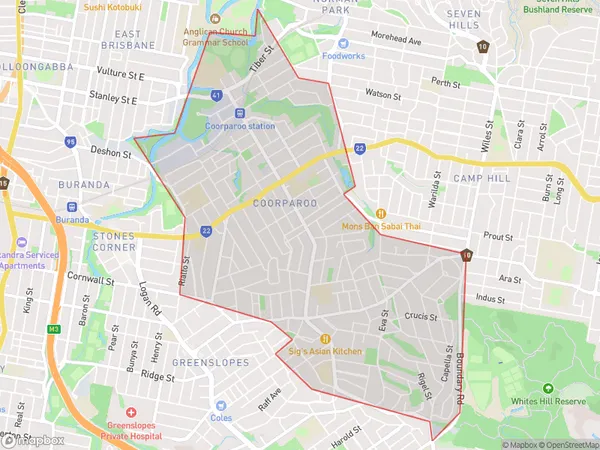 ZipCode 4151 Areas Map for Coorparoo