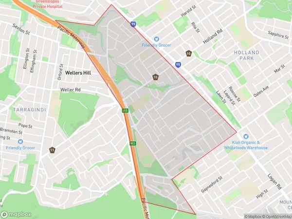 Holland Park West, Queensland Polygon Area Map