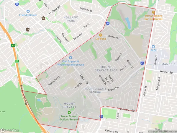 Mount Gravatt, Queensland Polygon Area Map