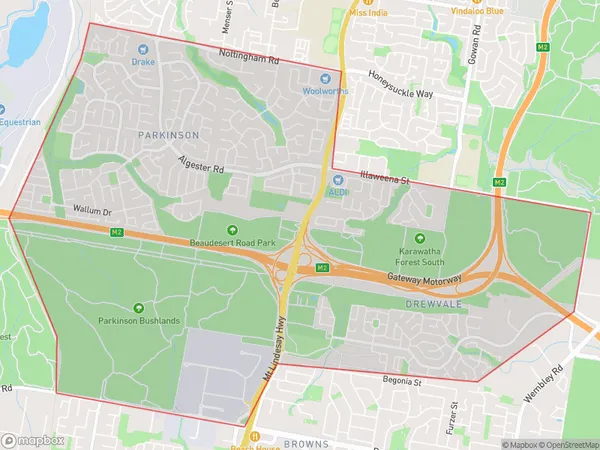 AU PostCode 4115 Suburbs Map for Parkinson - Drewvale