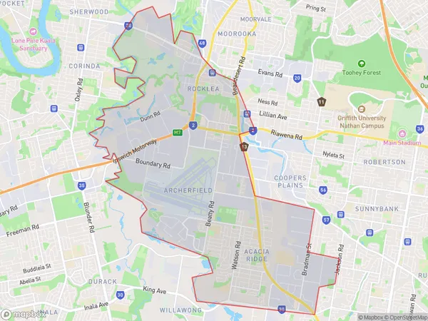 ZipCode 4108 Areas Map for Rocklea - Acacia Ridge