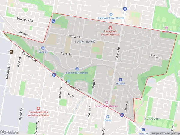 Sunnybank, Queensland Polygon Area Map