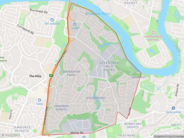 Seventeen Mile Rocks Sinnamon Park, Queensland Polygon Area Map