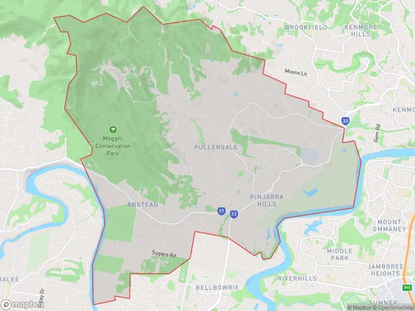 Pinjarra Hills Pullenvale, Queensland Polygon Area Map