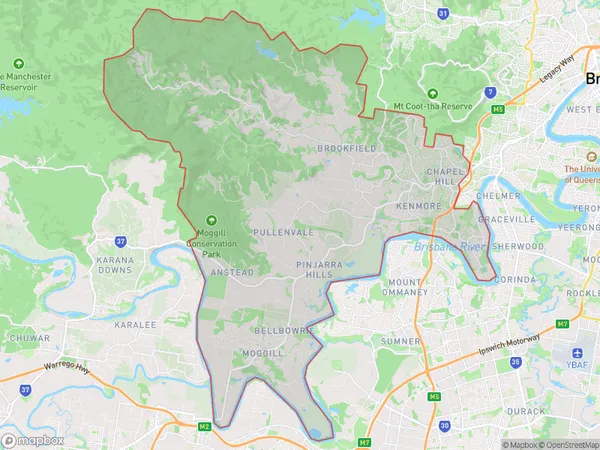 Kenmore Brookfield Moggill, Queensland Polygon Area Map