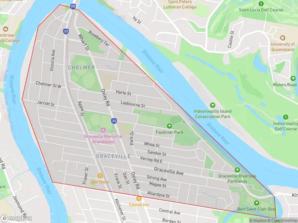 Chelmer Graceville, Queensland Polygon Area Map