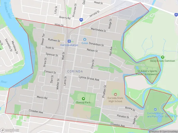 Corinda, Queensland Polygon Area Map