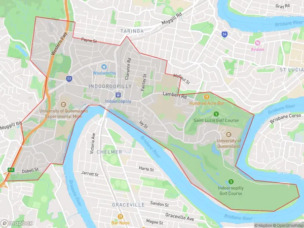 AU PostCode 4068 Suburbs Map for Indooroopilly