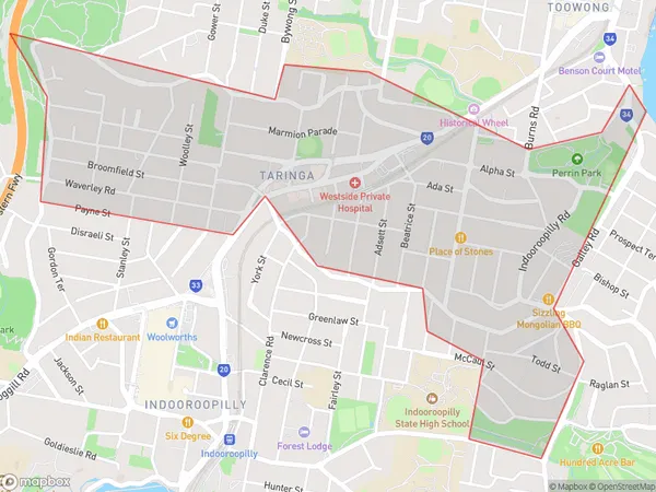 Taringa, Queensland Polygon Area Map