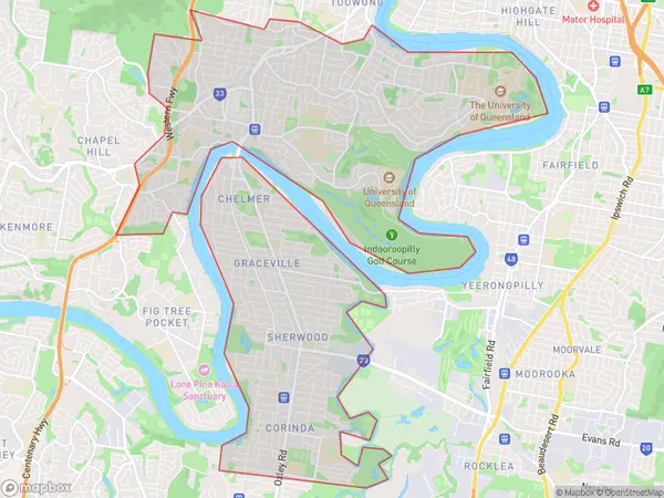 Sherwood Indooroopilly, Queensland Polygon Area Map