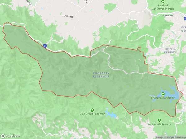 Postal Code 4520 Regions Map for Enoggera Reservoir