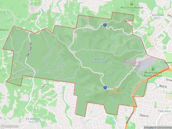 AU PostCode 4066 Suburbs Map for Mount Coot-tha