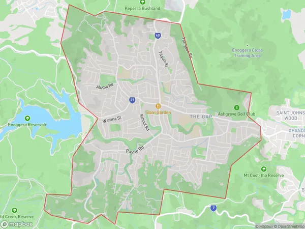 The Gap, Queensland Polygon Area Map