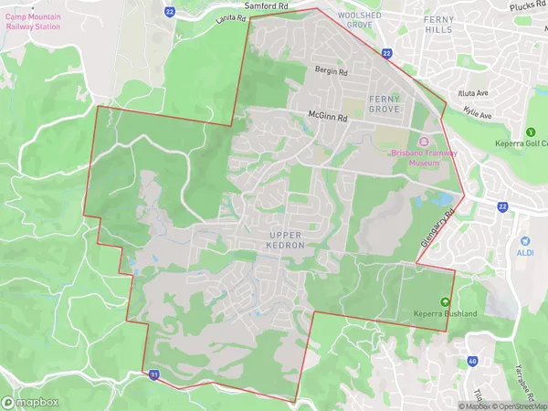 Upper Kedron Ferny Grove, Queensland Polygon Area Map