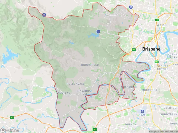 Brisbane West, Queensland Polygon Area Map