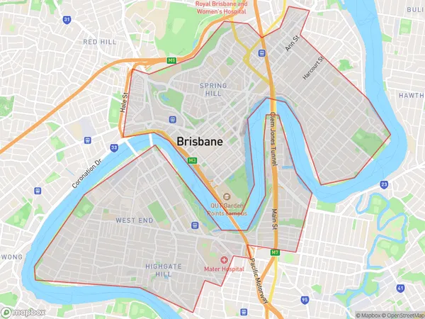 Brisbane Inner, Queensland Polygon Area Map