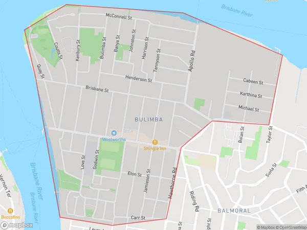 Bulimba, Queensland Polygon Area Map