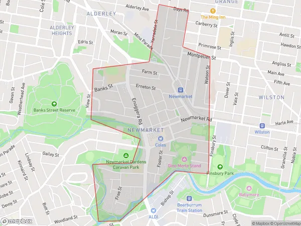 Newmarket, Queensland Polygon Area Map