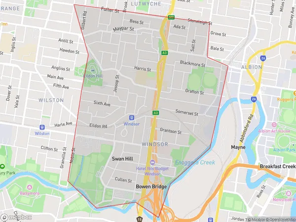 Windsor, Queensland Polygon Area Map