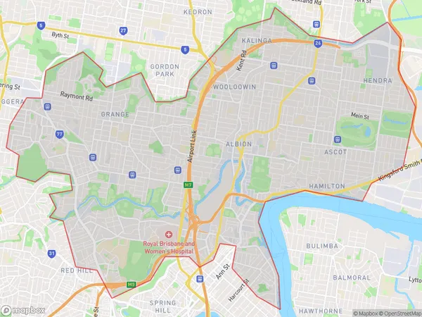 Brisbane Inner North, Queensland Polygon Area Map