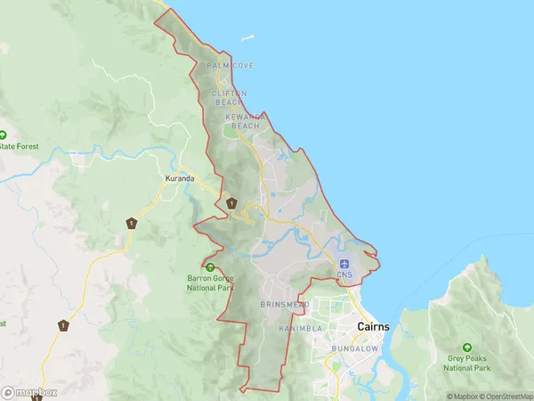 Cairns North, Queensland Polygon Area Map