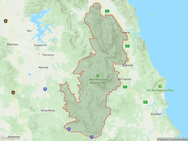 Wooroonooran, Queensland Polygon Area Map