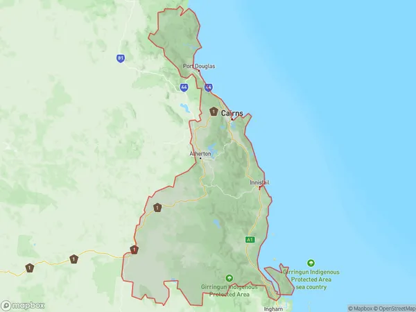 Cairns, Queensland Polygon Area Map