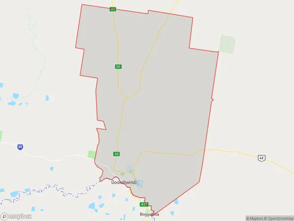 AU PostCode 4390 Suburbs Map for Goondiwindi