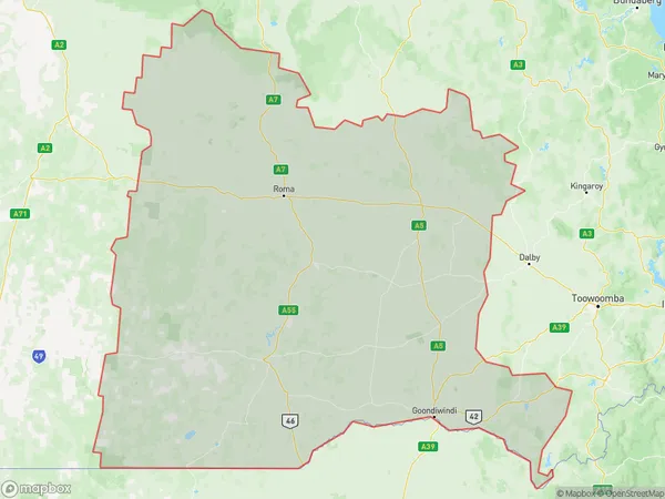 Darling Downs (West) Maranoa, Queensland Polygon Area Map