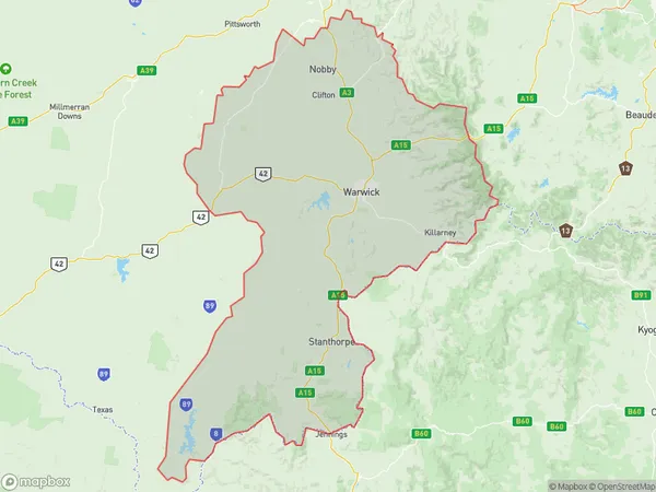 Granite Belt, Queensland Polygon Area Map