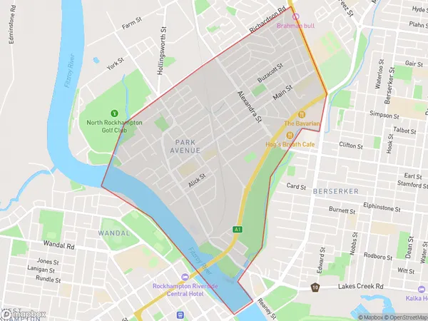 Park Avenue, Queensland Polygon Area Map