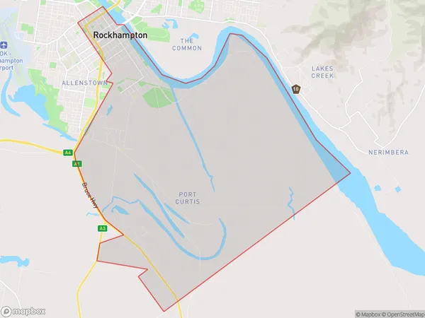 AU PostCode 4700 Suburbs Map for Rockhampton City