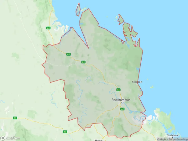 Rockhampton, Queensland Polygon Area Map