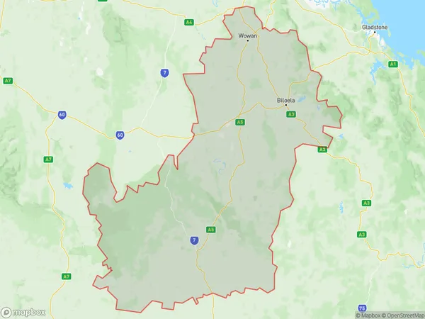 Biloela, Queensland Polygon Area Map