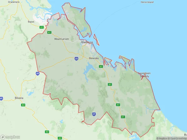 Gladstone, Queensland Polygon Area Map