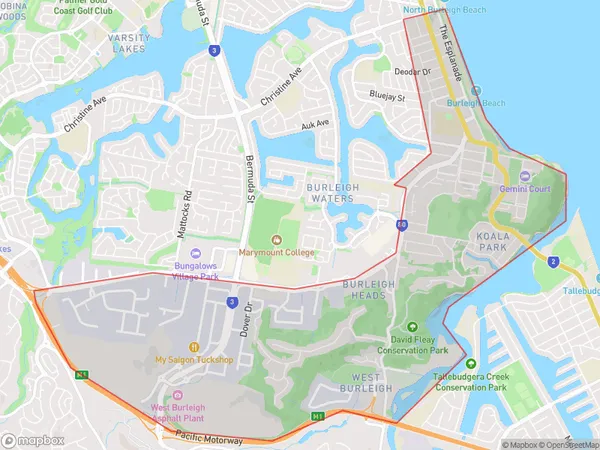 ZipCode 4219 Areas Map for Burleigh Heads