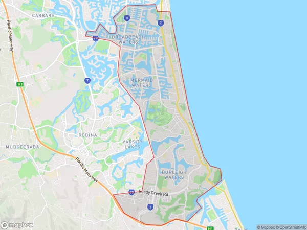 Broadbeach Burleigh, Queensland Polygon Area Map