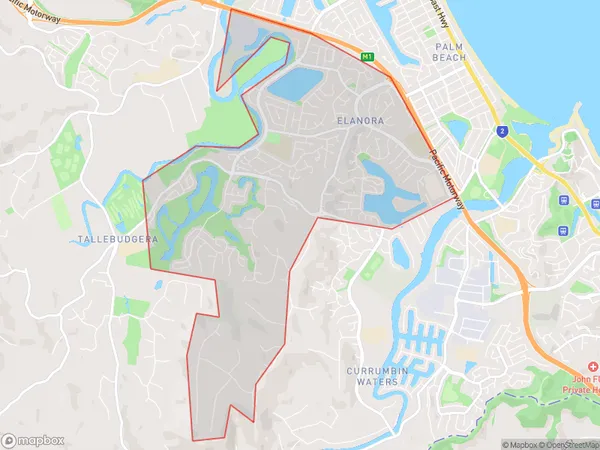 Elanora, Queensland Polygon Area Map