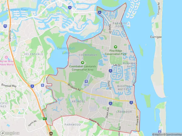 Gold Coast North, Queensland Polygon Area Map