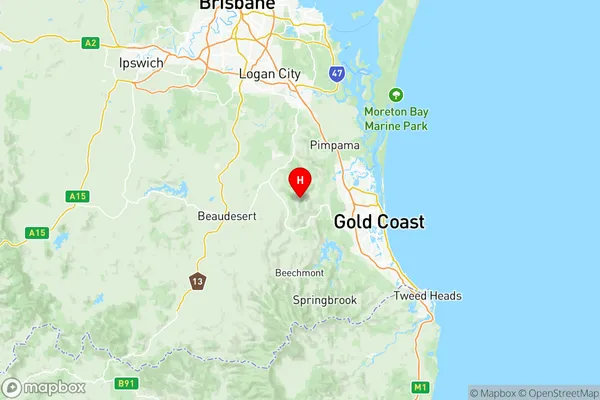 Gold Coast Hinterland, Queensland Region Map