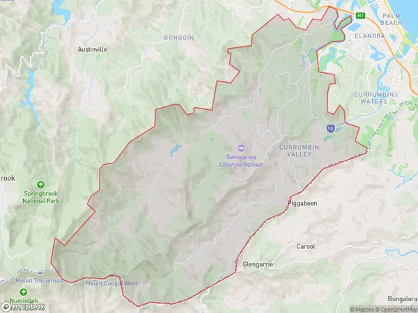 Currumbin Valley Tallebudgera, Queensland Polygon Area Map