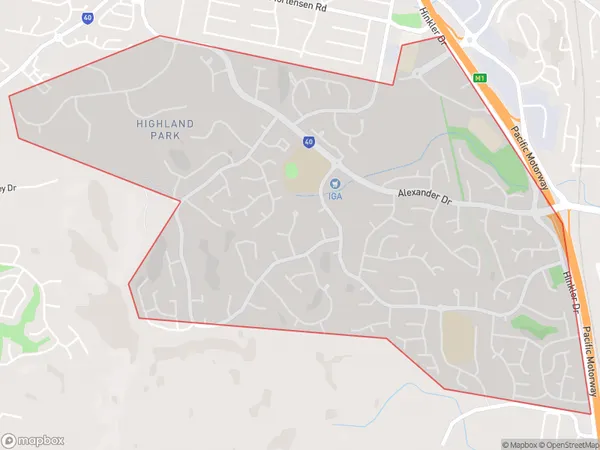 AU PostCode 4211 Suburbs Map for Highland Park