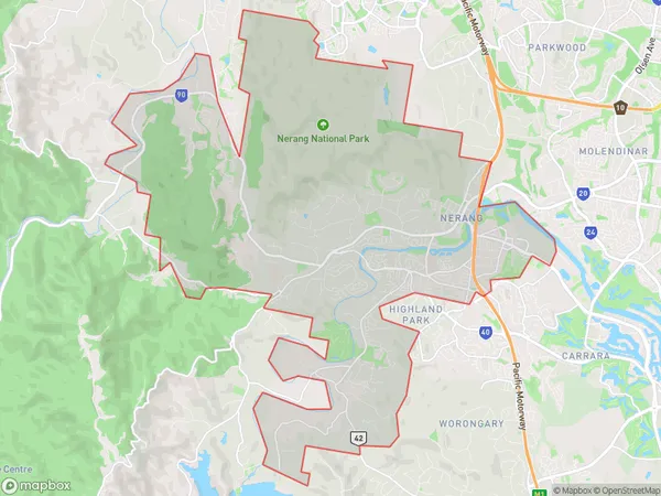 Postal Code 4211 Regions Map for Nerang - Mount Nathan