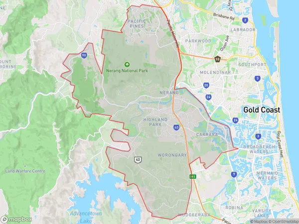 Nerang, Queensland Polygon Area Map