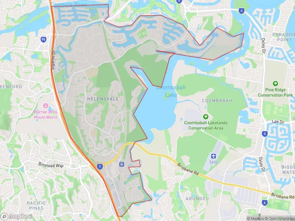 AU PostCode 4212 Suburbs Map for Helensvale