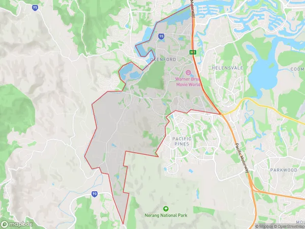 AU PostCode 4210 Suburbs Map for Oxenford - Maudsland