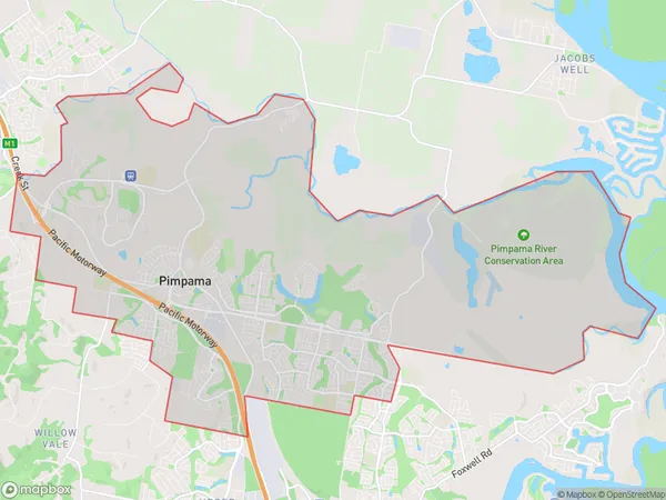 Pimpama, Queensland Polygon Area Map