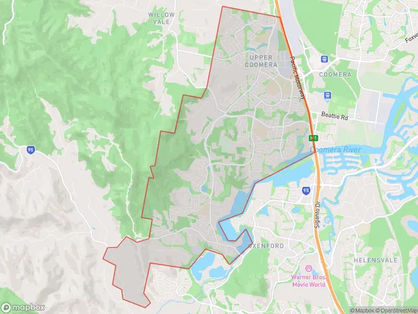 Postal Code 4210 Regions Map for Upper Coomera - Willow Vale