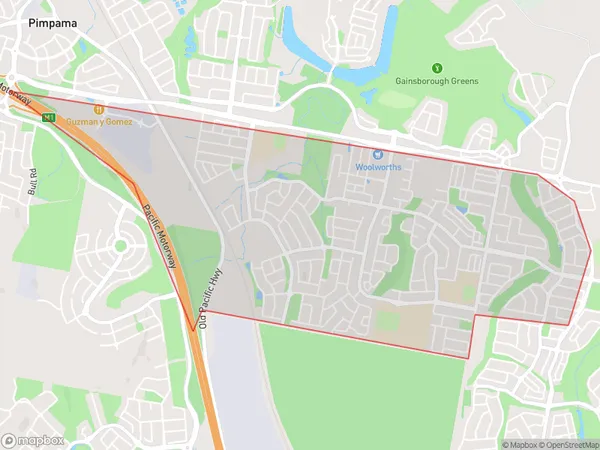 Pimpama South, Queensland Polygon Area Map