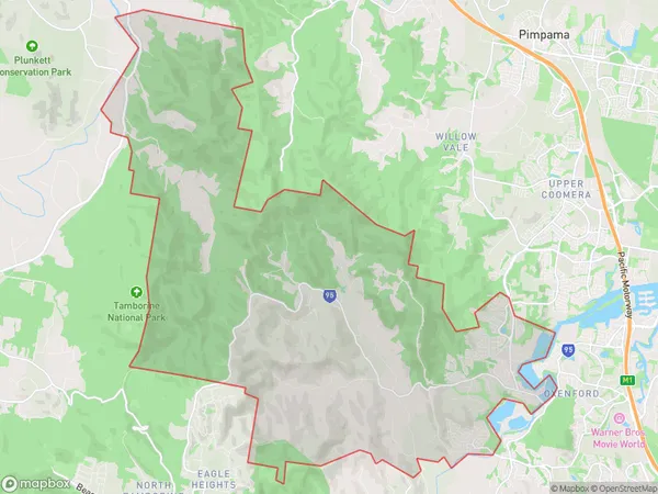 Upper Coomera (South) Wongawallan, Queensland Polygon Area Map